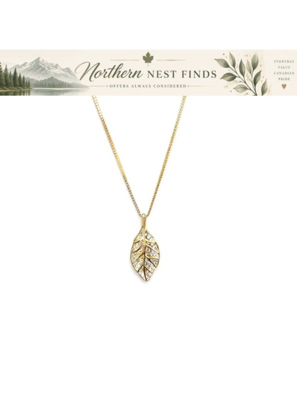 Gold Plated Leaf Pendant Necklace Adjustable Chain Minimalist Jewelry Gift
